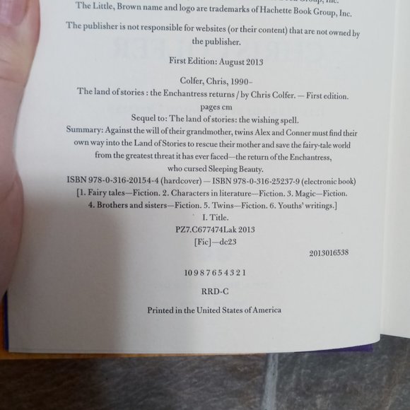 Chris Colfer Land of Stories The Enchantress Returns #2 Hardcover 1st Ed book - Picture 7 of 7